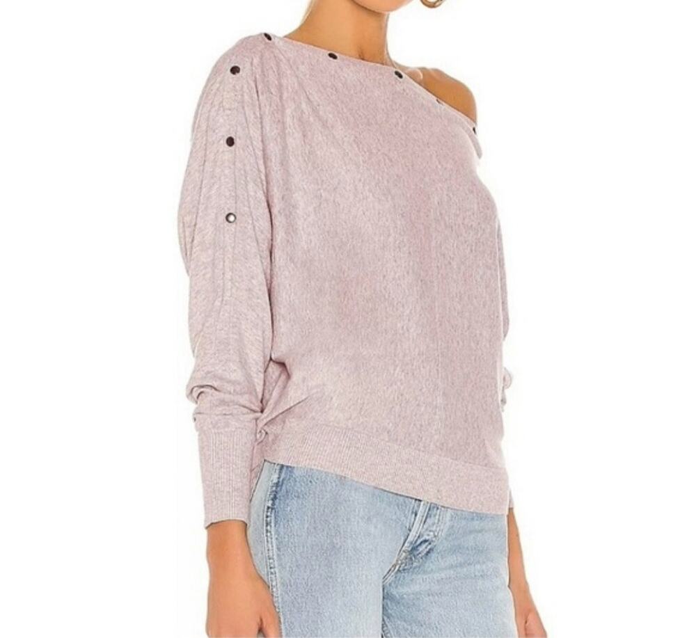 AllSaints Elle Jumper Snap Neck Sweater size S Heathered Pink Relaxed Casual
